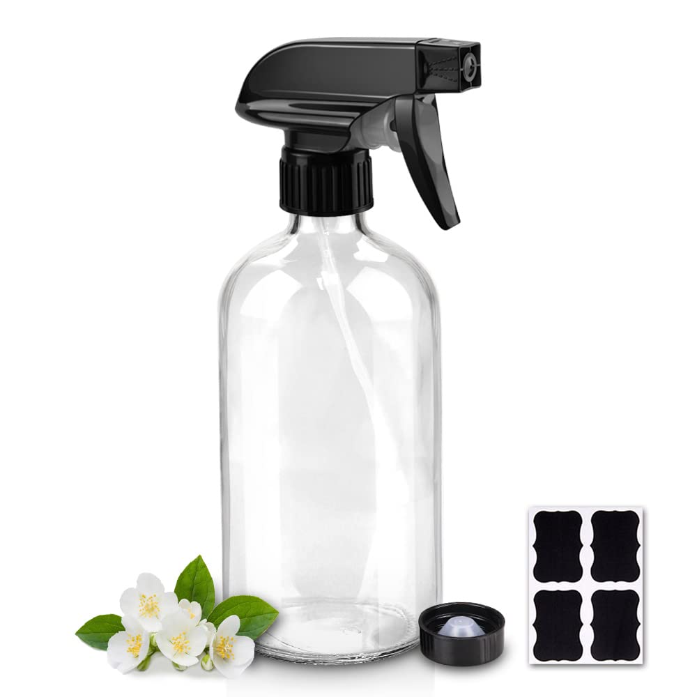 Worldgsb 16 oz glass spray bottle front view with adjustable nozzle