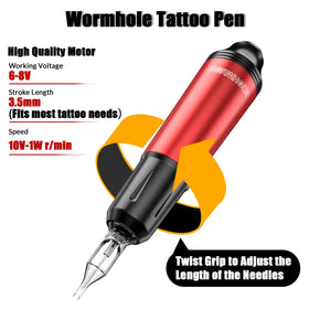 Wormhole ergonomic rotary tattoo pen close-up