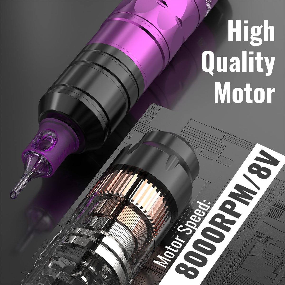 Wormhole Tattoo Wireless Gun with rechargeable battery