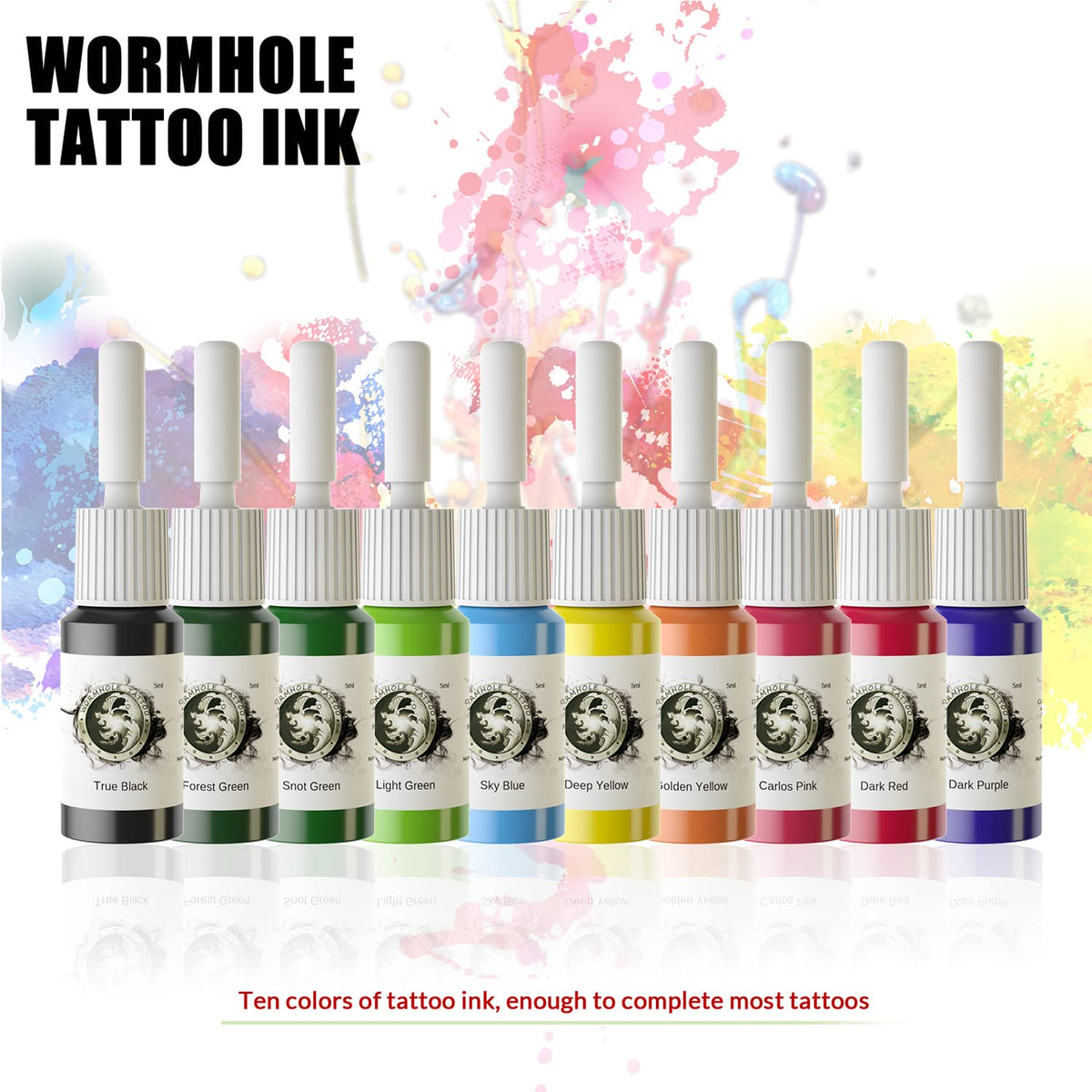 Wormhole transfer paper and ink caps for tattooing
