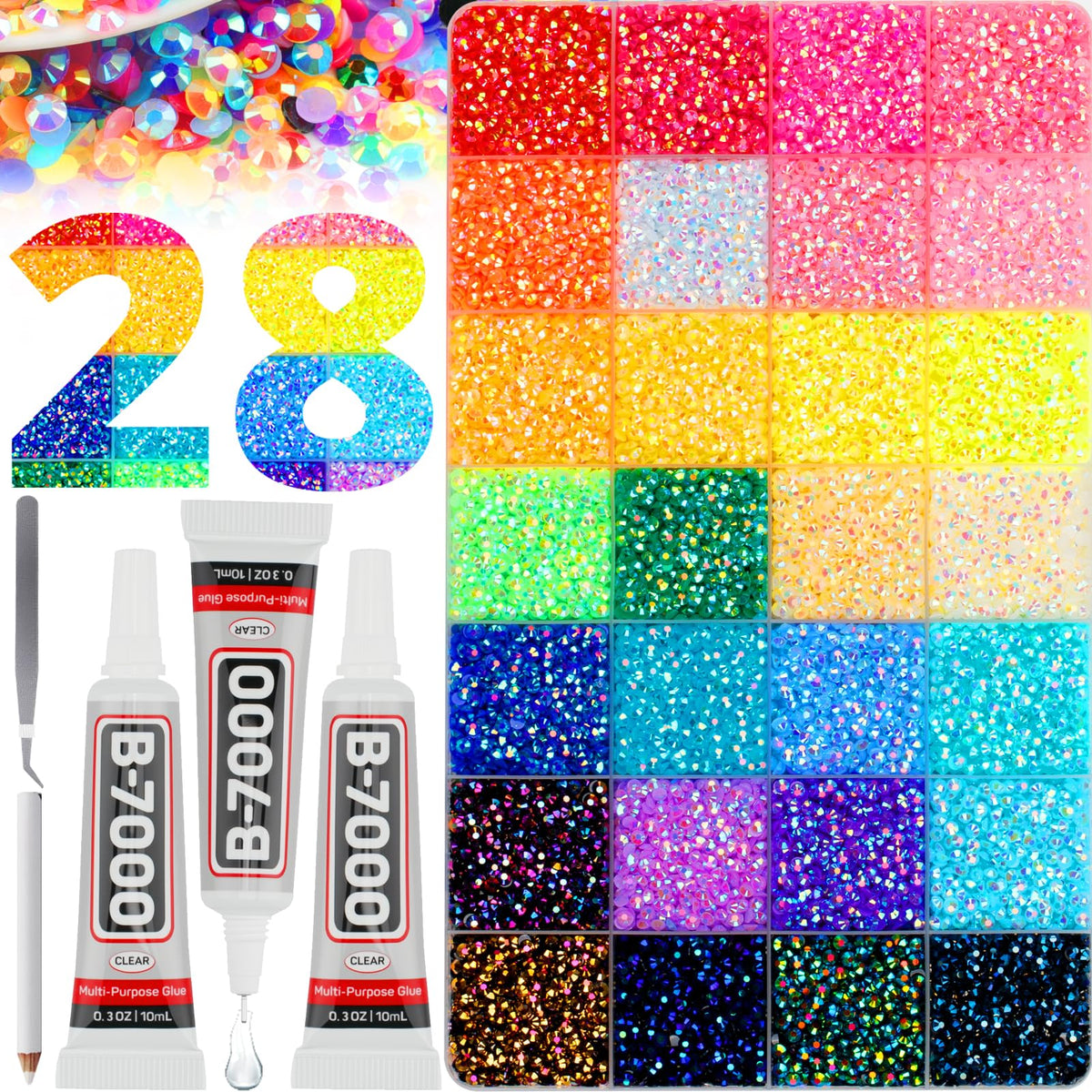 Worthofbest 40000 Pcs Rhinestone Kit with 28 vibrant colours