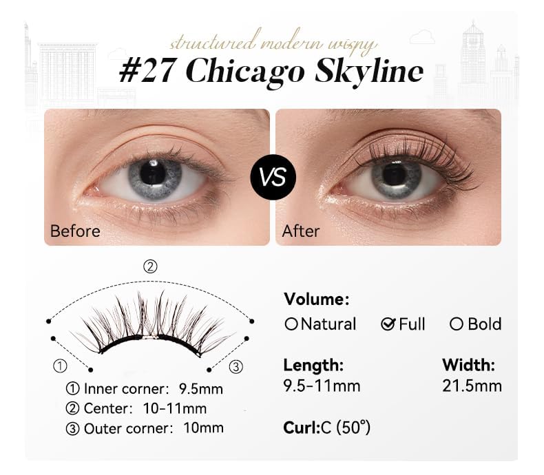 WOSADO Magnetic Eyelashes Chicago Skyline close-up