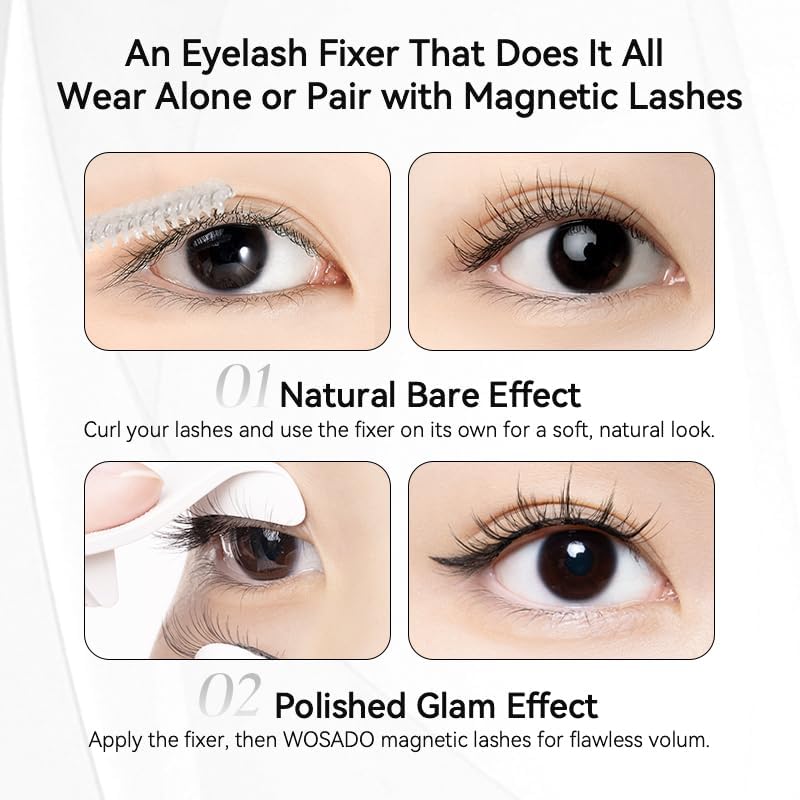 WOSADO Magnetic Eyelashes Fixer 2g Luxe in use with lashes