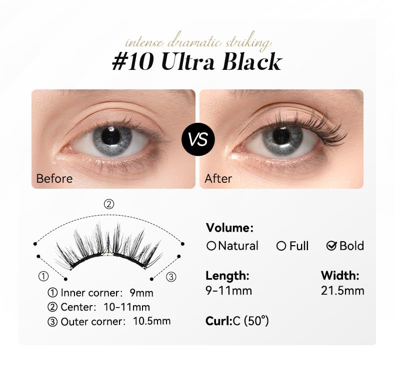 WOSADO Magnetic Eyelashes lightweight texture comparison