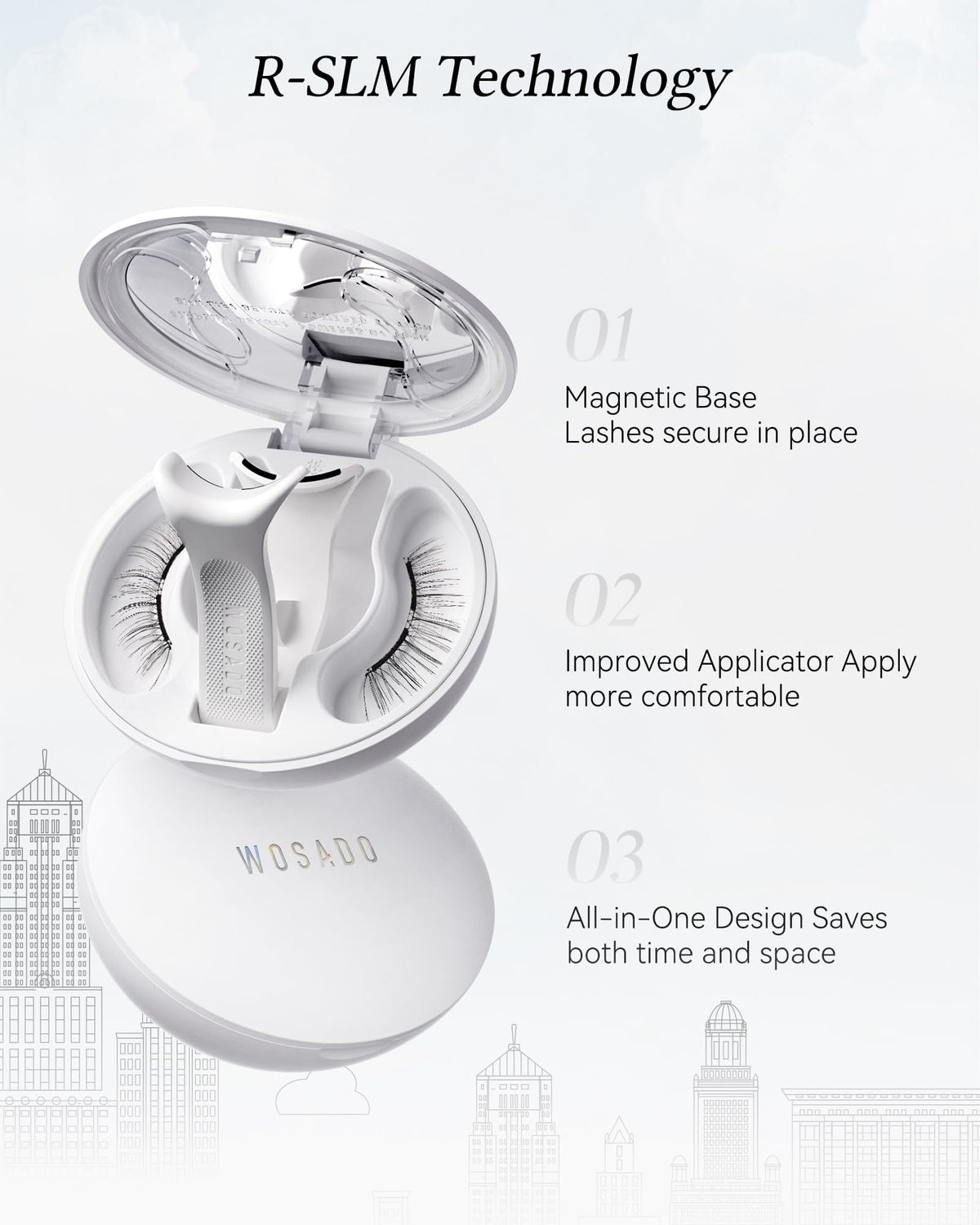 WOSADO Magnetic Eyelashes with applicator in use