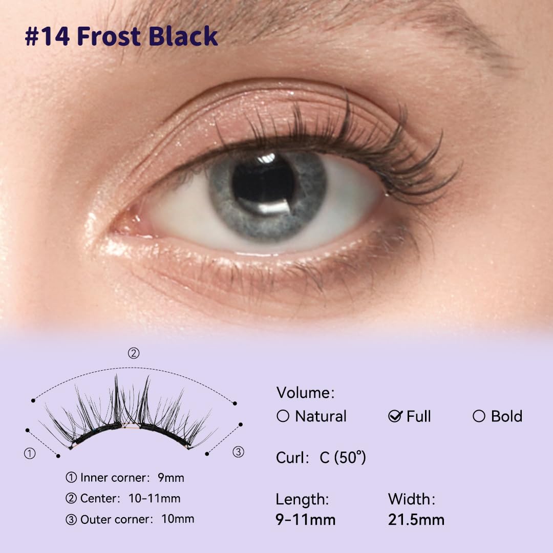 WOSADO Soft Magnetic Eyelashes No.14 Frost Black on model's eyes
