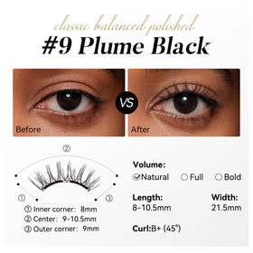 WOSADO V9 Plume Black lashes on model's eyes