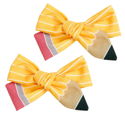 WOVOWOVO Back to School Pencil Hair Clips front view in yellow