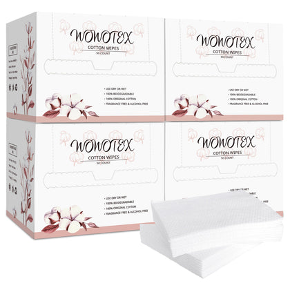WOWOTEX 100% Cotton Disposable Face Towels package front view