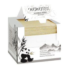 WOWOTEX Bamboo Rayon Disposable Face Towels 60 count packaging