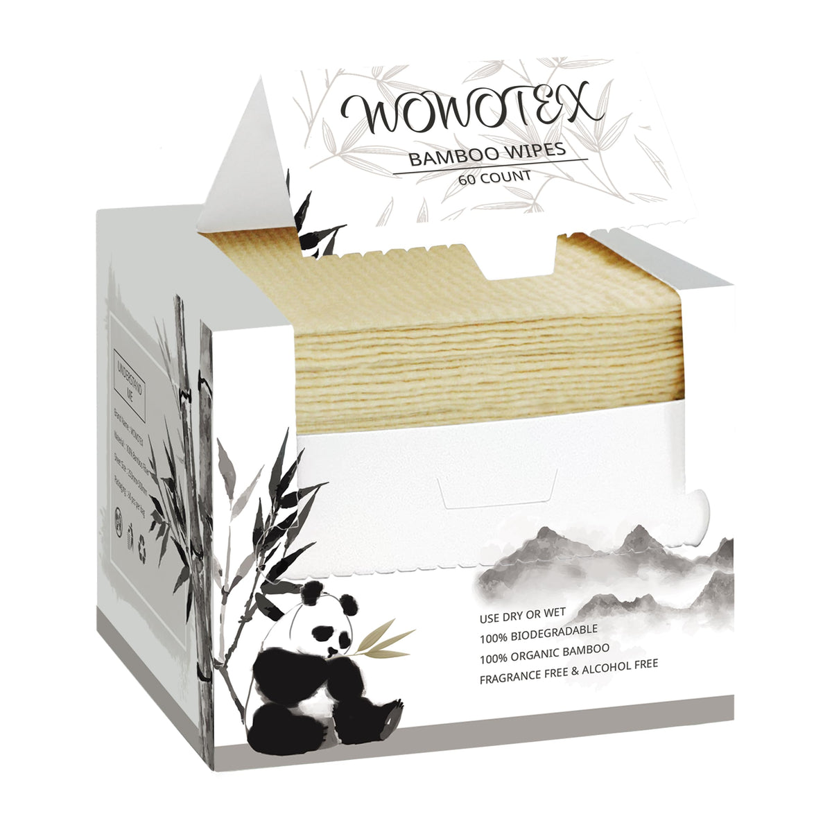WOWOTEX Bamboo Rayon Disposable Face Towels pack front view