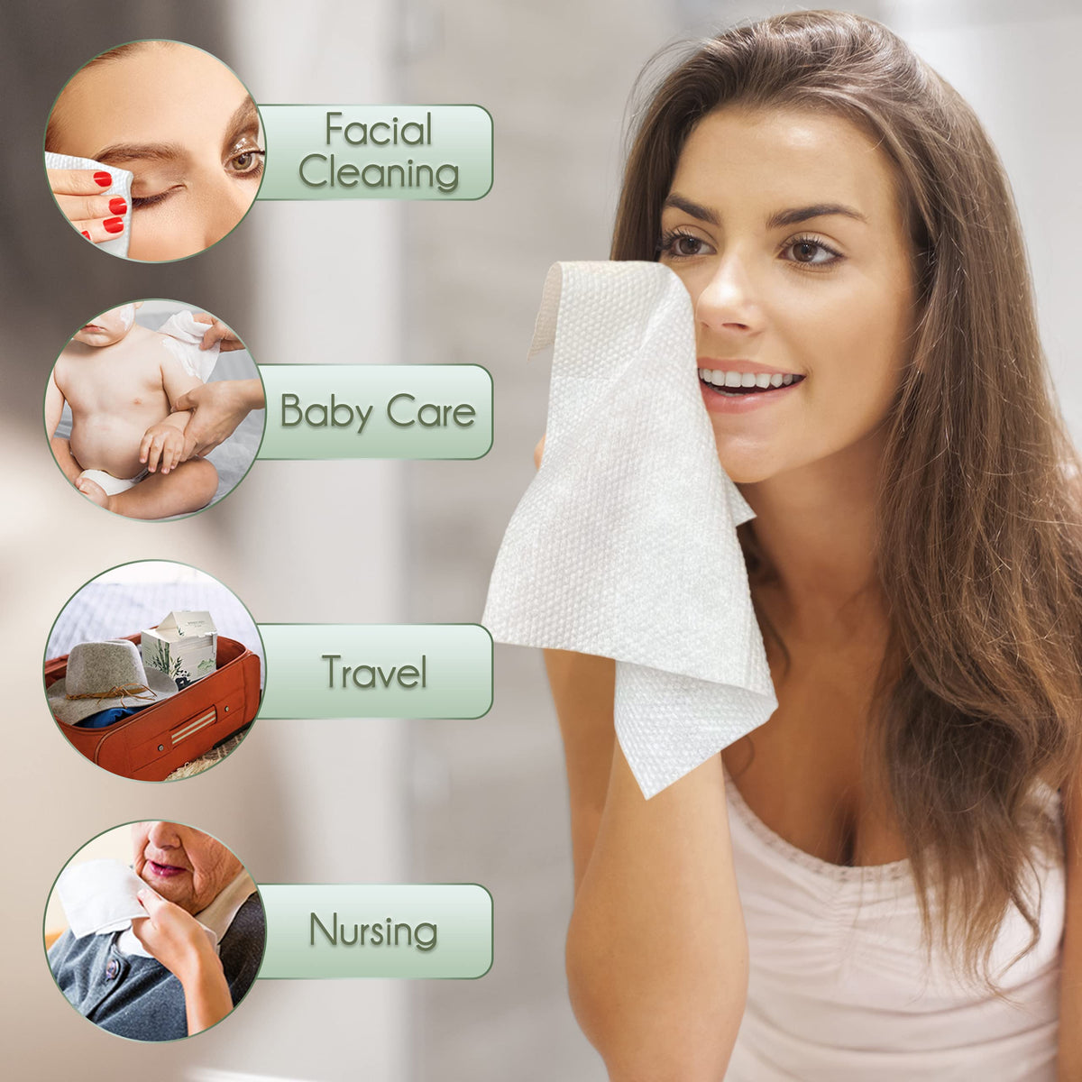 WOWOTEX Bamboo Rayon Disposable Face Towels packaging details