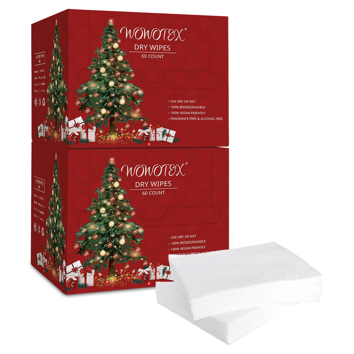 WOWOTEX Disposable Face Towels 120 Count packaging front view