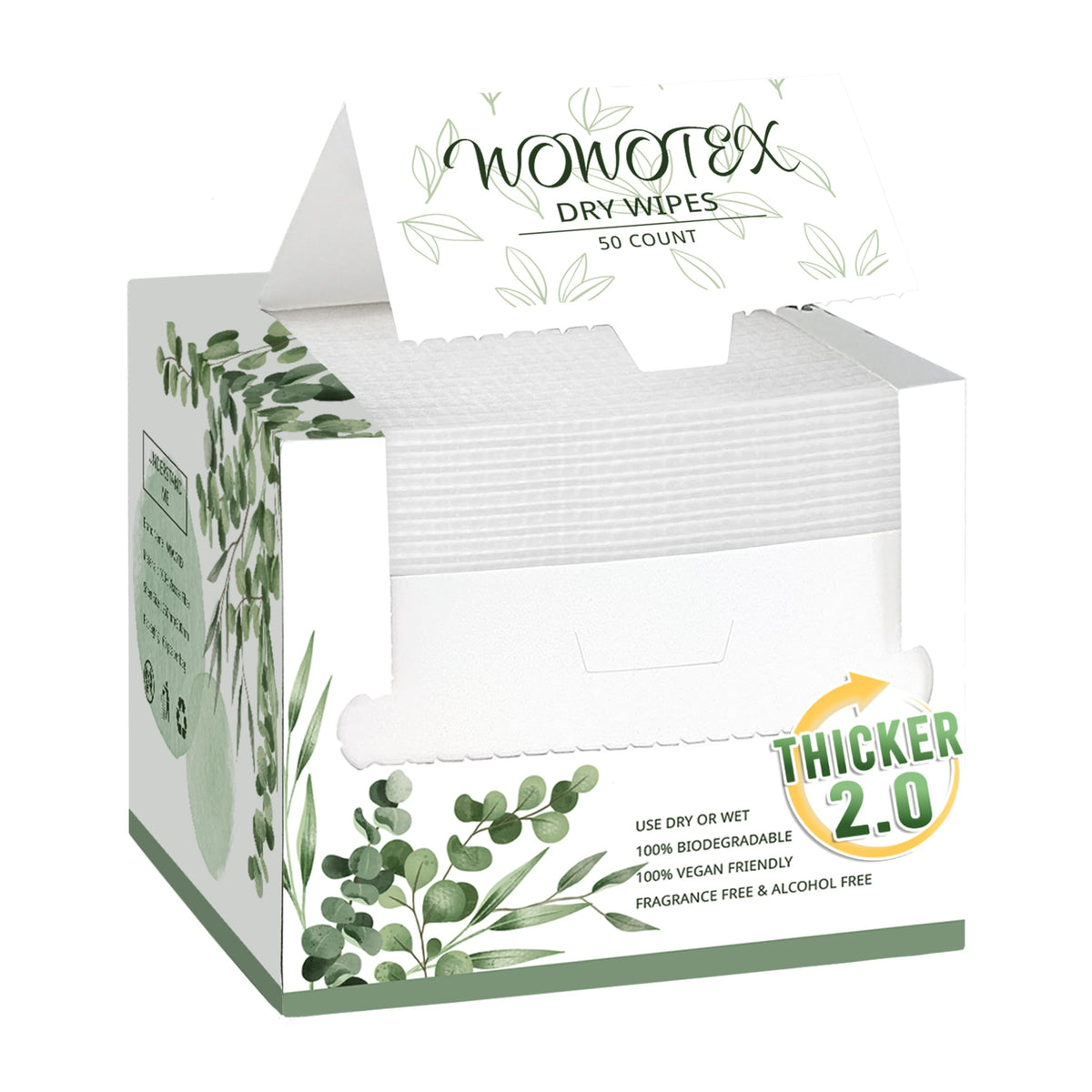 WOWOTEX Disposable Face Towels front view, 50 count
