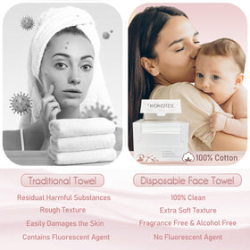 WOWOTEX Disposable Face Towels in use for makeup removal