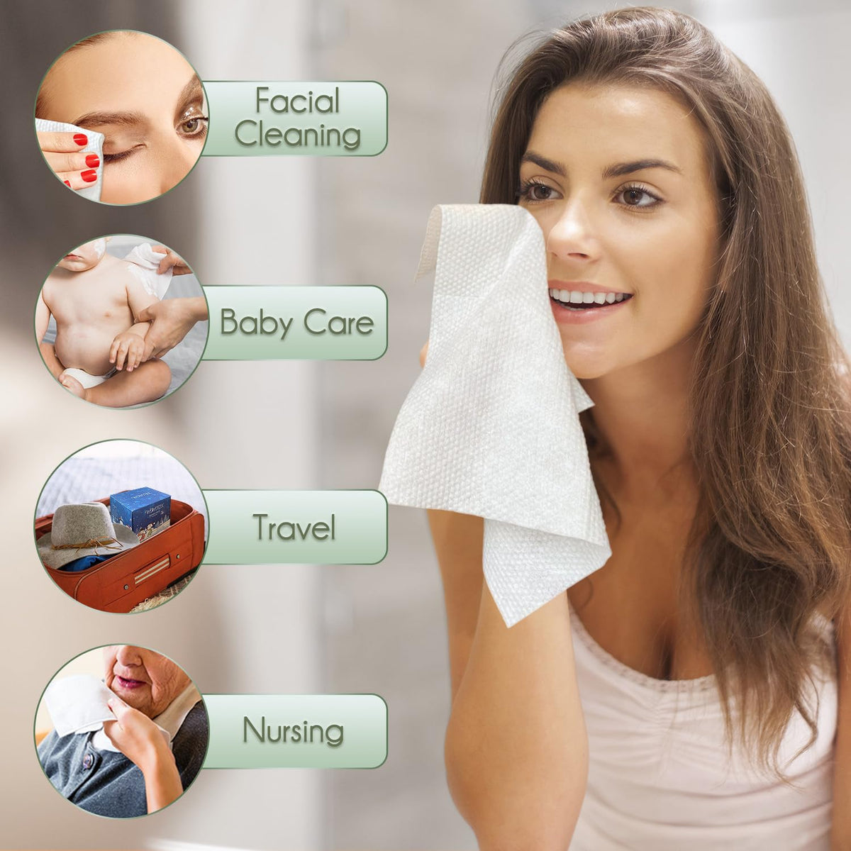 WOWOTEX face towels in a travel bag for convenience
