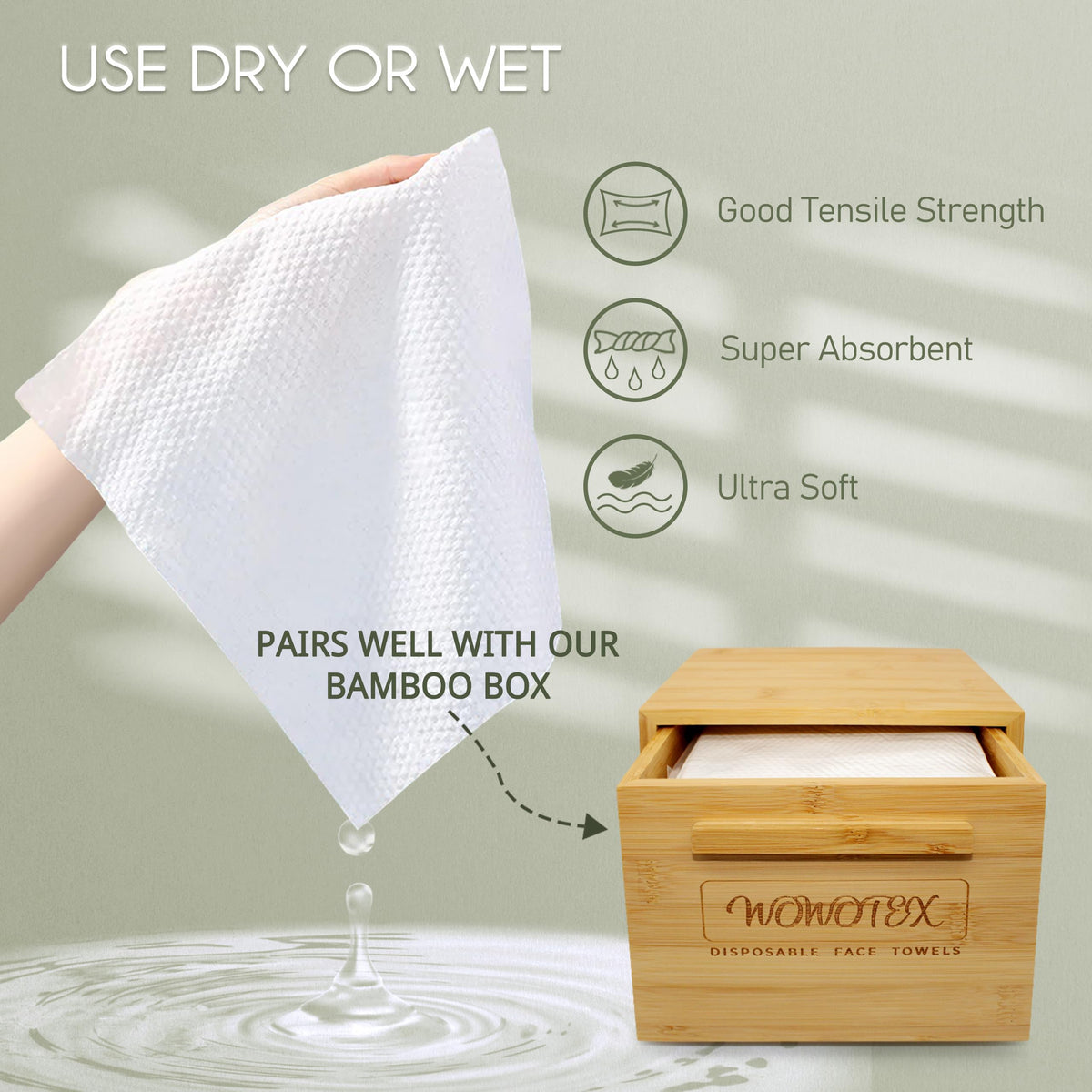 WOWOTEX face towels stacked showing 10 x 12 inches size