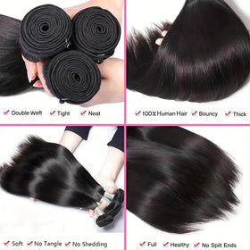 WOWQUEEN 10A Brazilian Straight Hair Bundles close-up