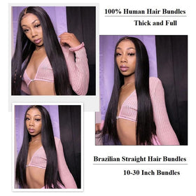WOWQUEEN 10A Brazilian Straight Hair Bundles natural black colour