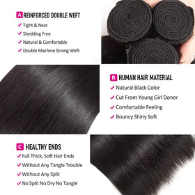 WOWQUEEN 10A Brazilian Straight Hair Bundles texture detail