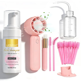 WOZUTUNT Eyelash Extension Cleanser Kit with lash shampoo and brushes