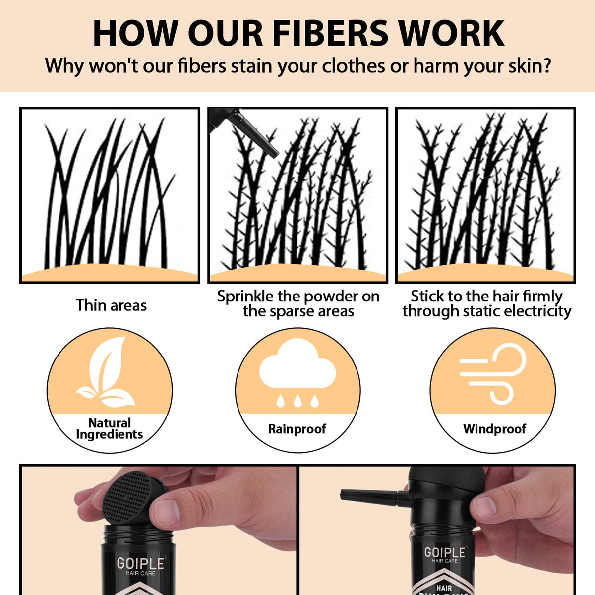 WOZUTUNT Hair Thickening Fibers in various shades