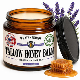 Wrath & Remedy Organic Beef Tallow & Honey Balm front view, lavender scent