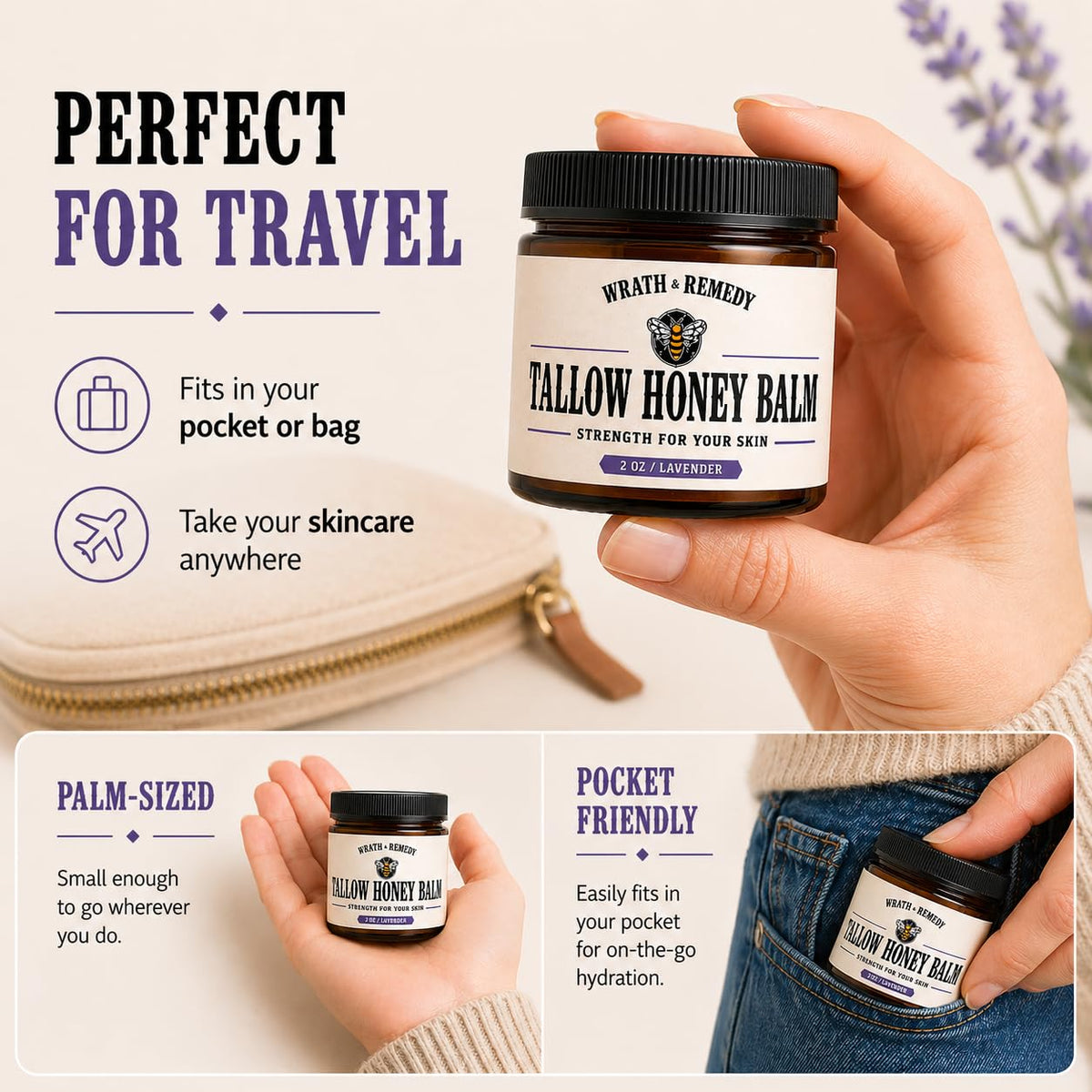 Wrath & Remedy Organic Beef Tallow & Honey Balm ingredients list