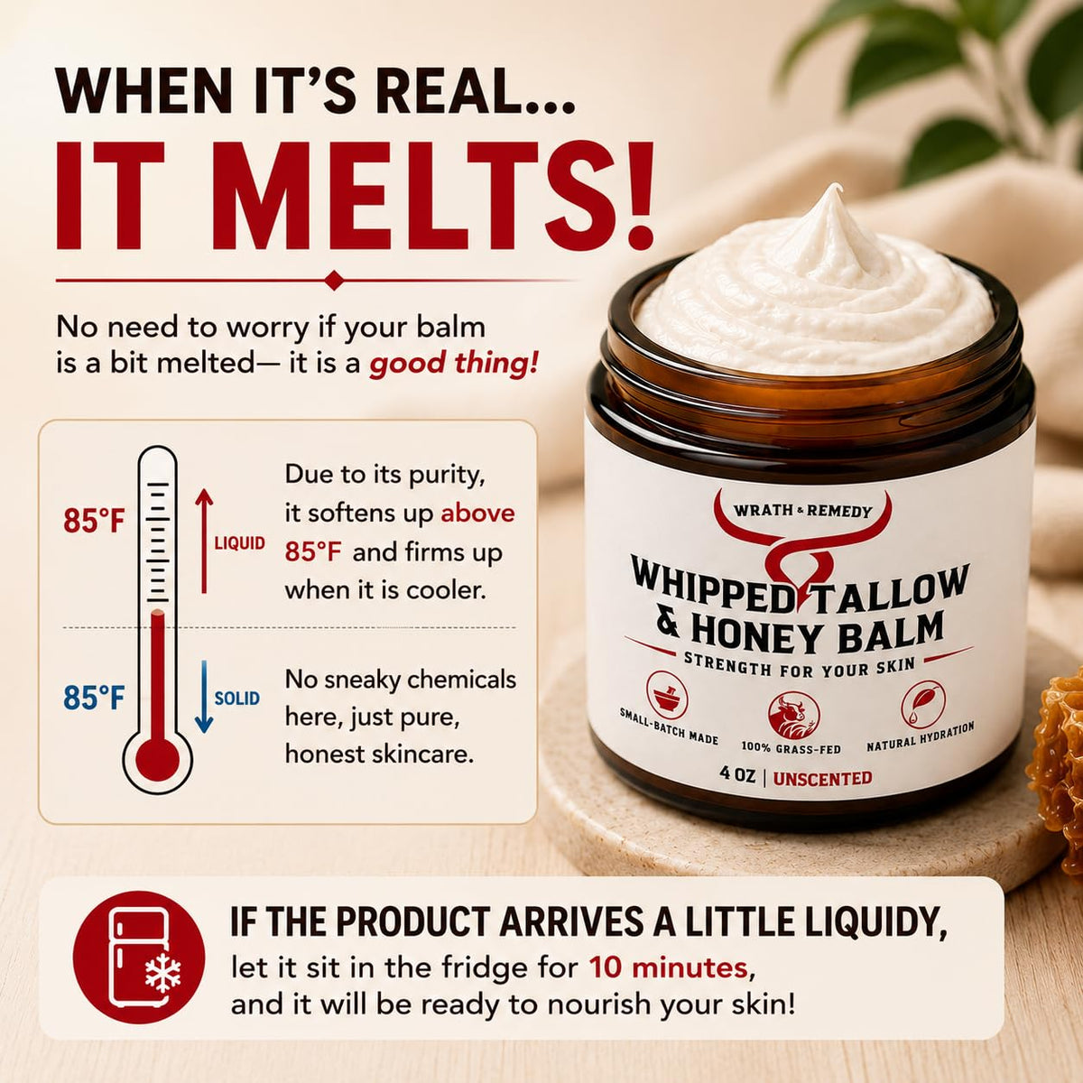 Wrath & Remedy Organic Beef Tallow Whipped Honey Balm application on skin