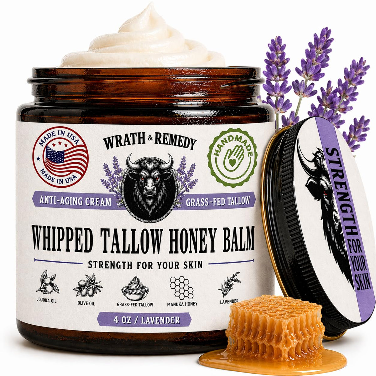 Wrath & Remedy Organic Beef Tallow Whipped Honey Balm front view