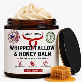 Wrath & Remedy Organic Beef Tallow Whipped Honey Balm front view in jar