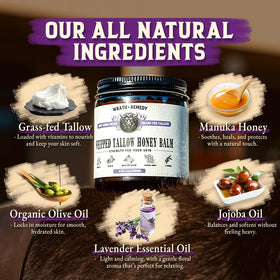 Wrath & Remedy Organic Beef Tallow Whipped Honey Balm in a natural setting