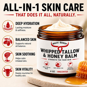 Wrath & Remedy Organic Beef Tallow Whipped Honey Balm in natural setting