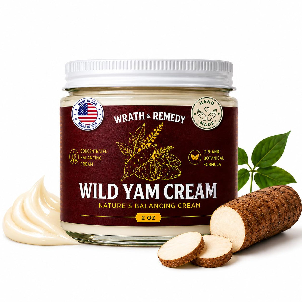 Wrath & Remedy Wild Yam Cream 2 OZ front view