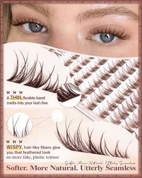 wtvane Brown Lash Clusters 10mm length detail