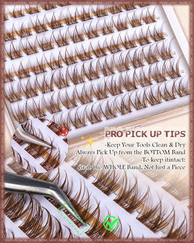wtvane Brown Lash Clusters 12mm length detail