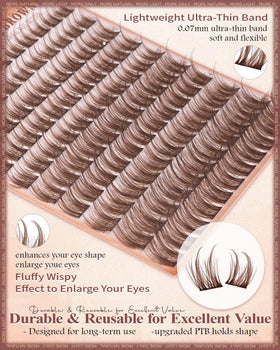 wtvane Brown Lash Clusters in hand for size reference