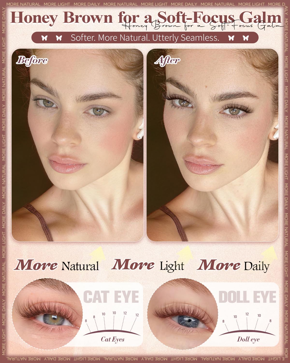 wtvane Brown Lash Clusters in packaging