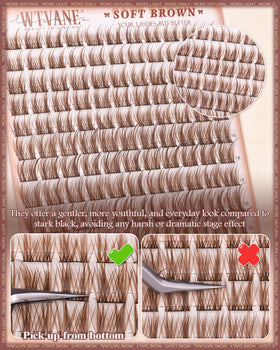 wtvane Brown Lash Clusters packaging back view