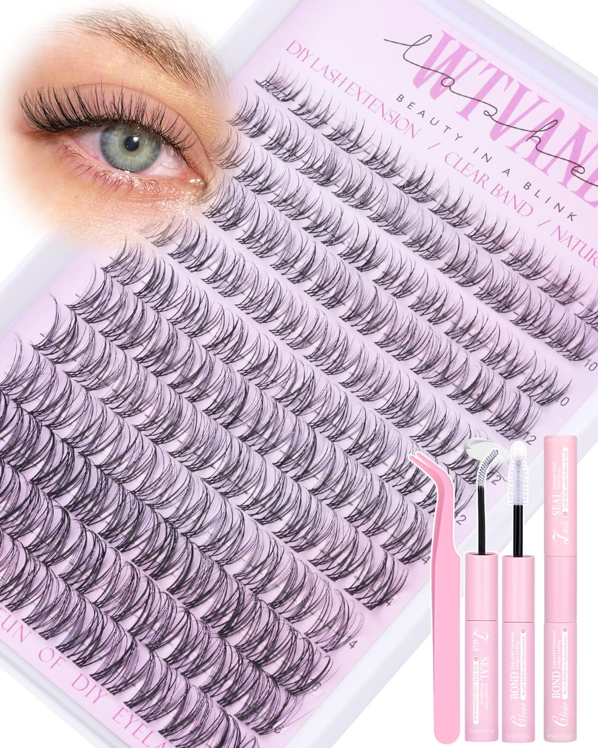 wtvane Eyelash Clusters Kit Venus 8-16mm front view