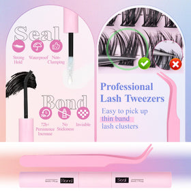 Wtvane lash clusters displayed on a beauty table