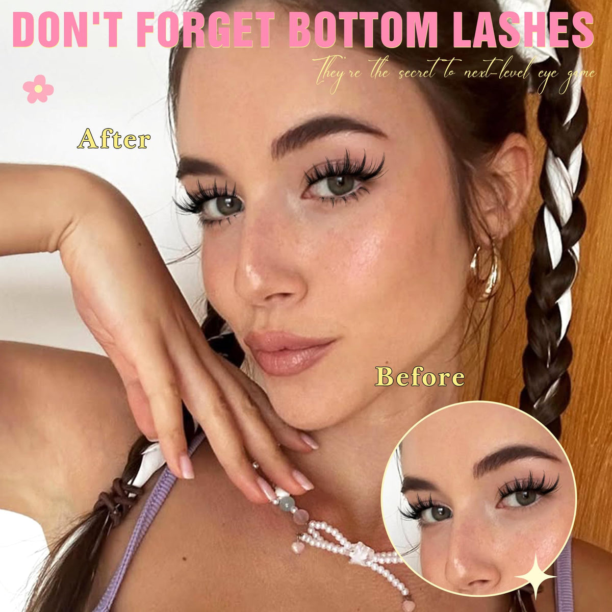 wtvane lash clusters displayed on makeup table