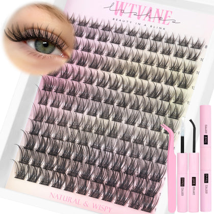 Wtvane Lash Clusters Kit packaging front view with lash clusters and tools