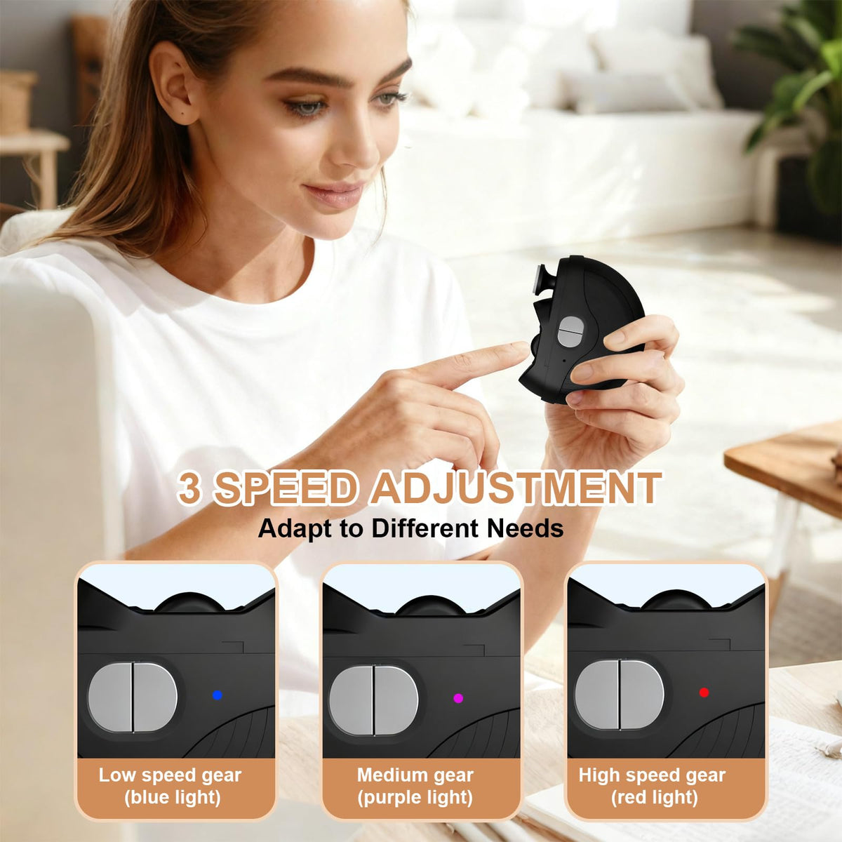 Wudmew Electric Nail Clipper demonstrating medium power setting