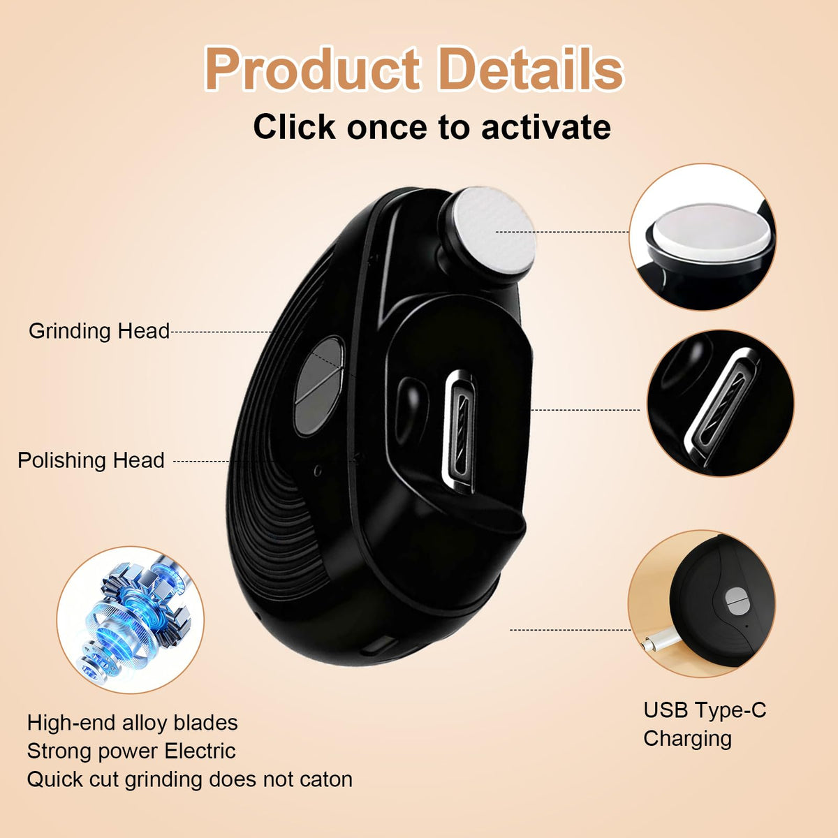 Wudmew Electric Nail Clipper with nail debris storage compartment
