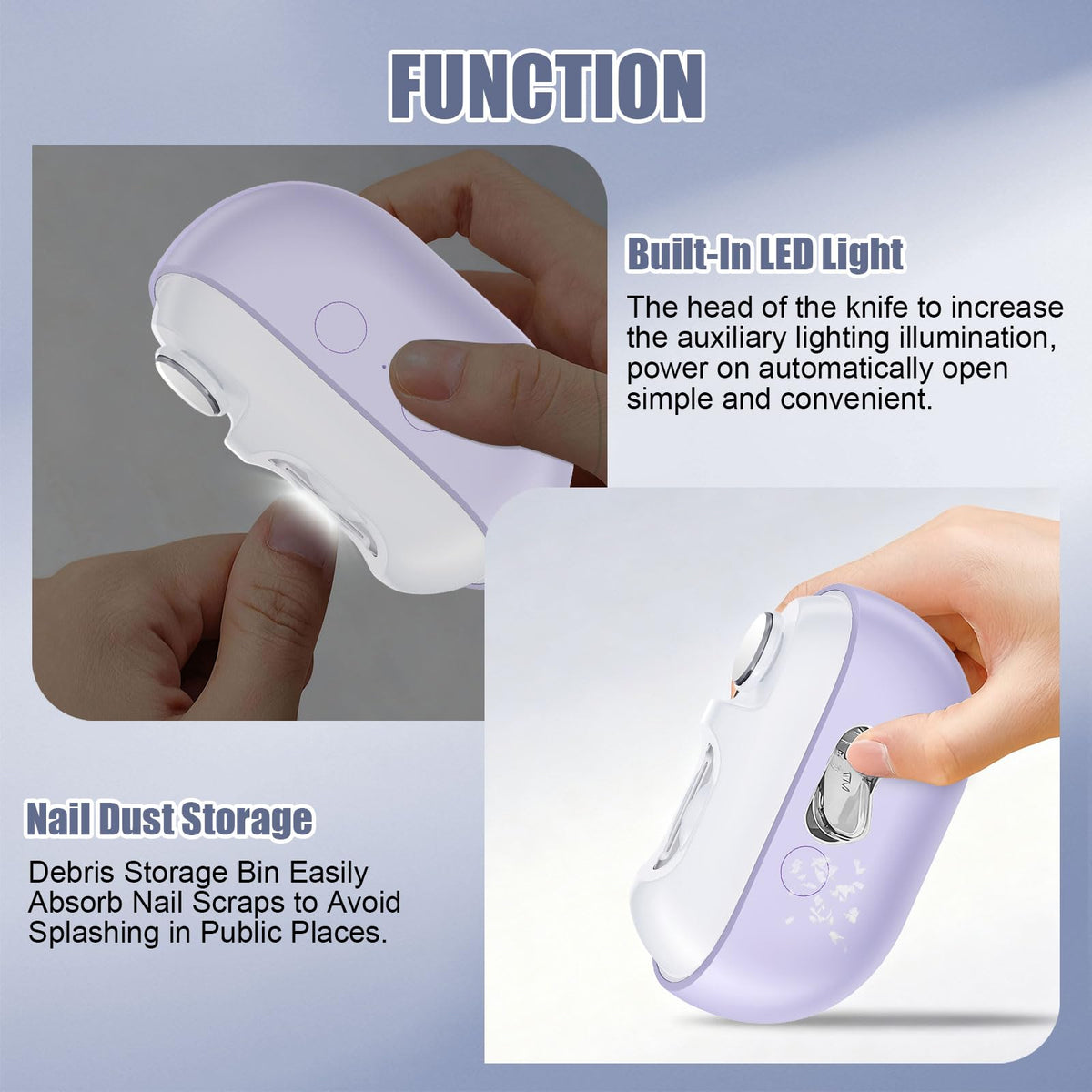 Wudmew Electric Nail Clippers ergonomic design for comfortable grip