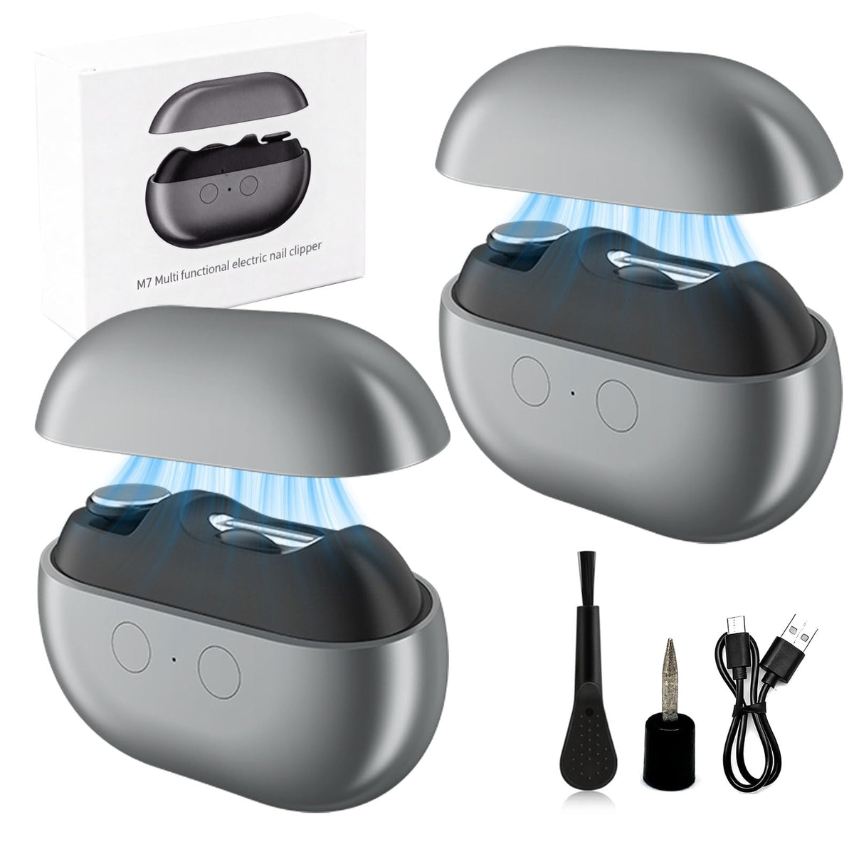Wudmew Electric Nail Clippers front view with LED light