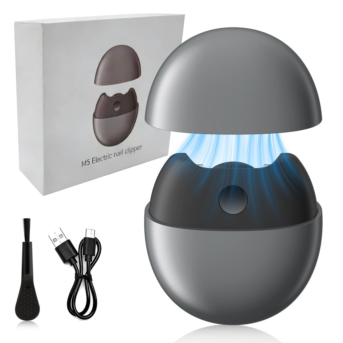 Wudmew Electric Nail Clippers front view with LED light