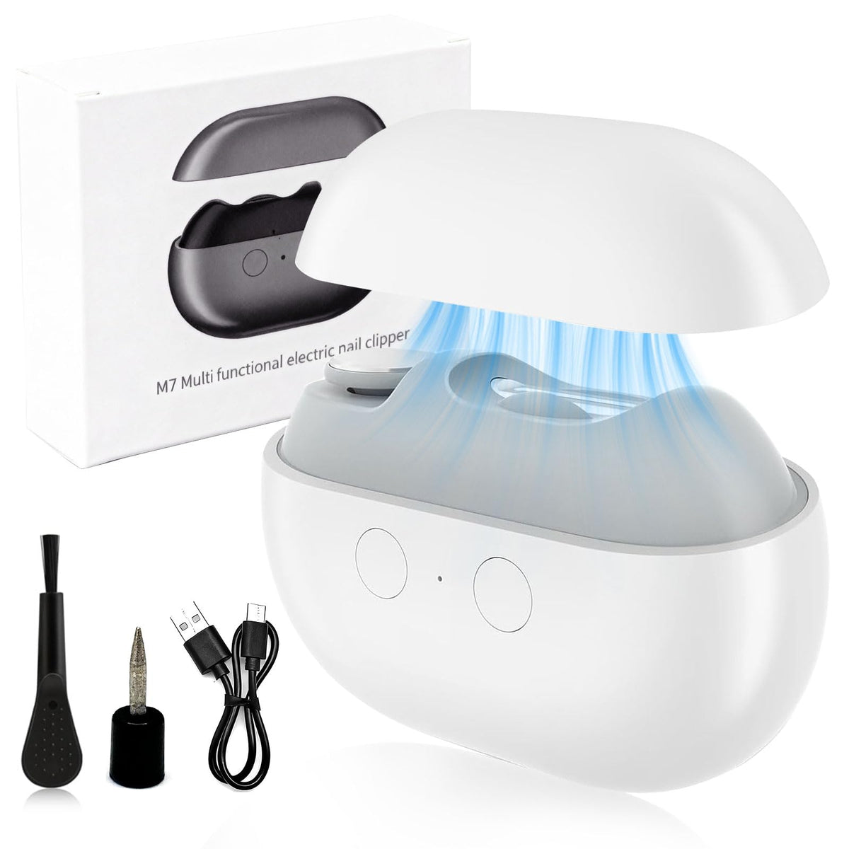 Wudmew Electric Nail Clippers front view with LED light