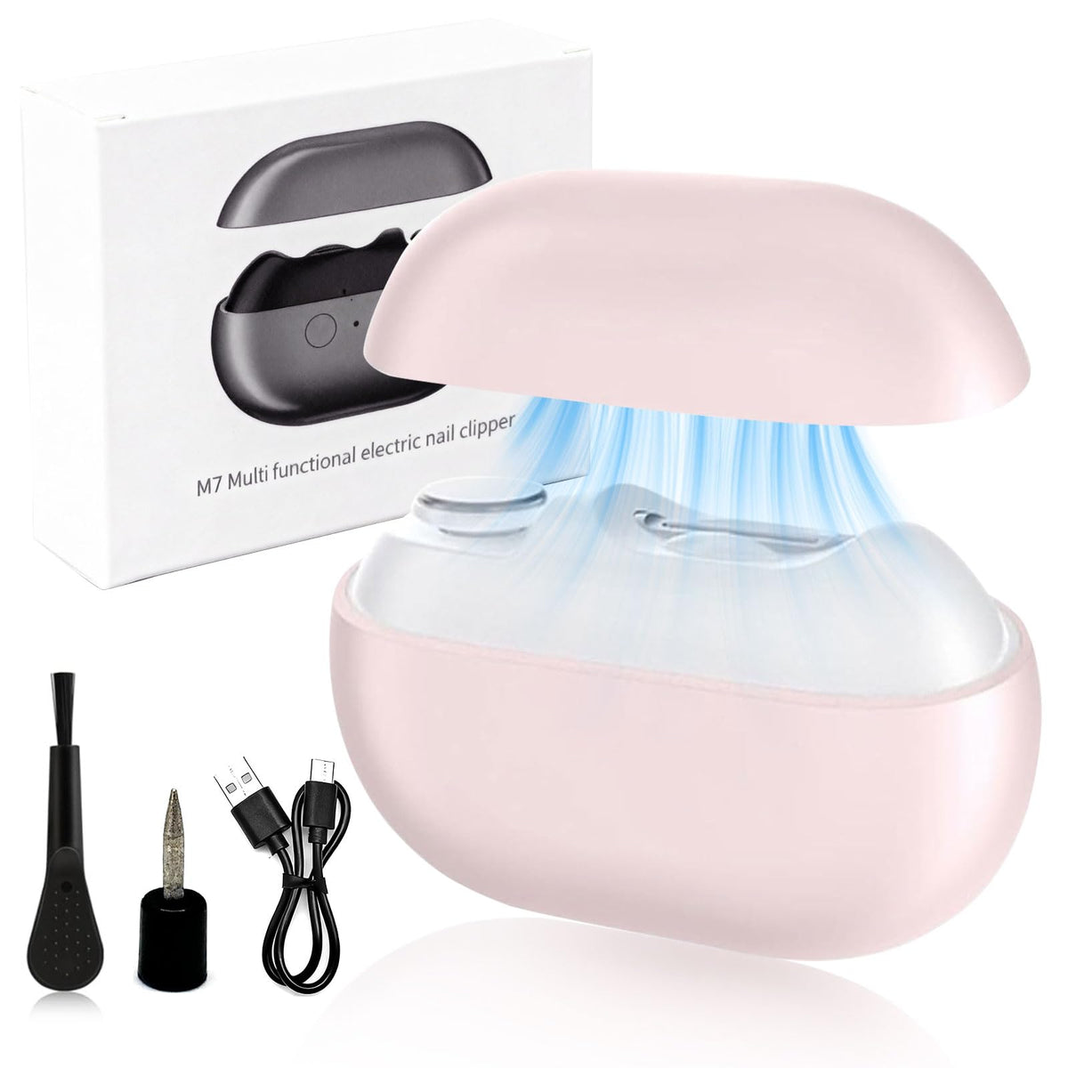 Wudmew Electric Nail Clippers front view with LED light